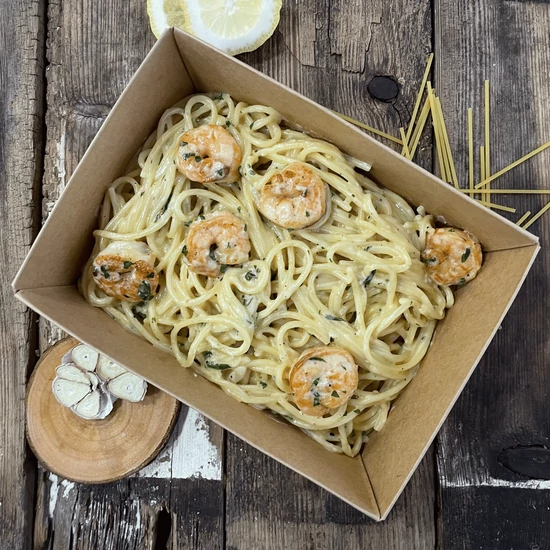 Spaghetti al Gamberi Cremosi al Limone